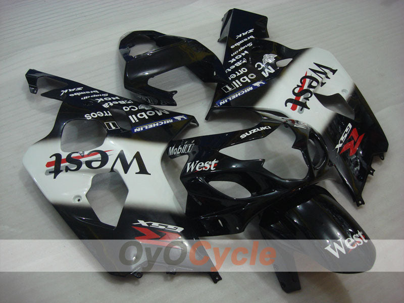 Injection Fairing kit for 04-05 GSXR600 - White, Black - West #OYO87901423