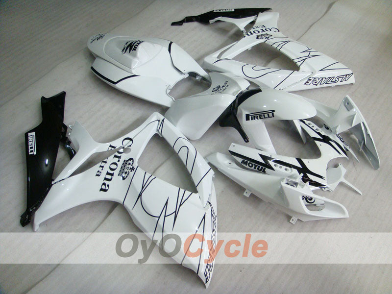 Injection Fairing kit for 06-07 GSX R600 - White, Black - Corona, MOTUL #OYO87901438 Main image
