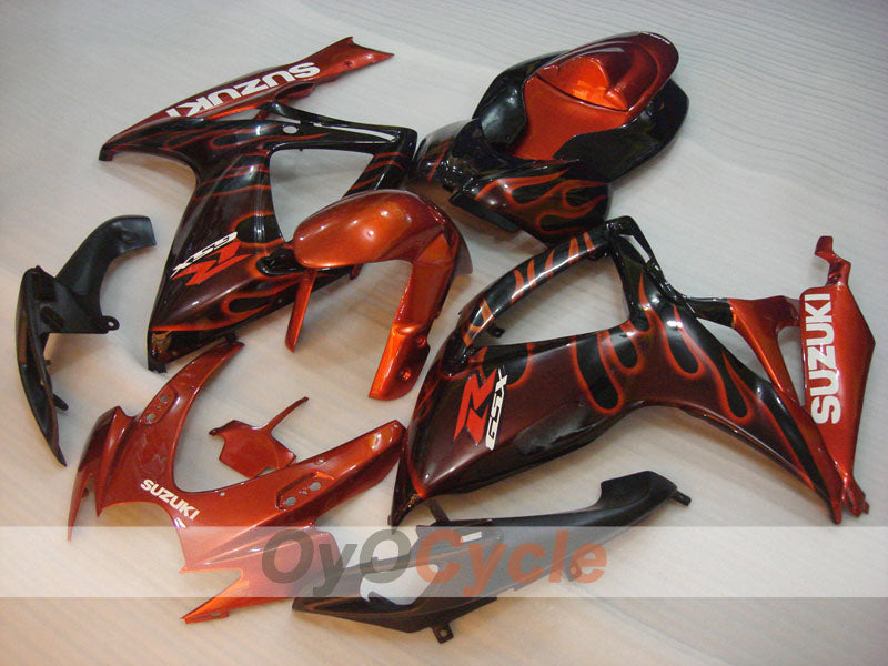 Injection Fairing kit for 06-07 GSX R600 - Orange, Black - Flame #OYO87901497 Main image