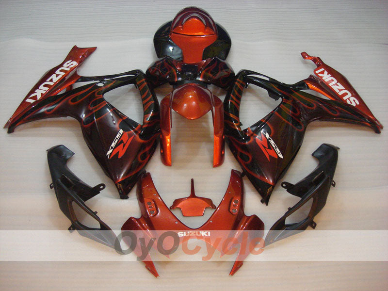 Injection Fairing kit for 06-07 GSX R600 - Orange, Black - Flame #OYO87901497