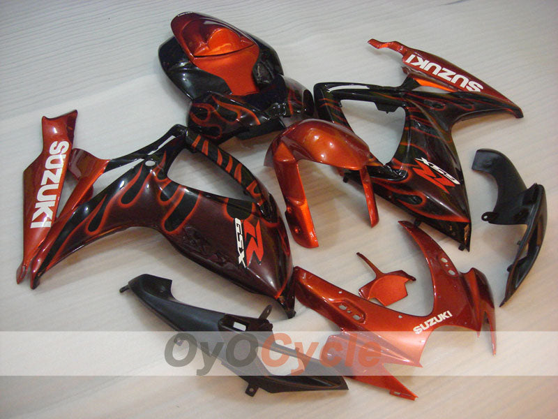 Injection Fairing kit for 06-07 GSX R600 - Orange, Black - Flame #OYO87901497