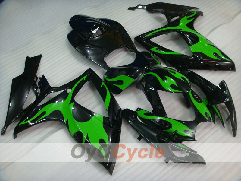 Injection Fairing kit for 06-07 GSX R600 - Green, Black - Flame #OYO87901500 Secondary image