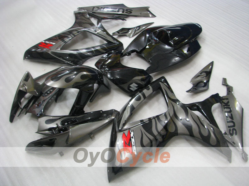 Injection Fairing kit for 06-07 GSX R600 - Black, Silver - Flame #OYO87901502