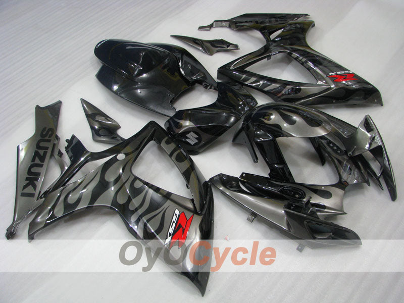 Injection Fairing kit for 06-07 GSX R600 - Black, Silver - Flame #OYO87901502