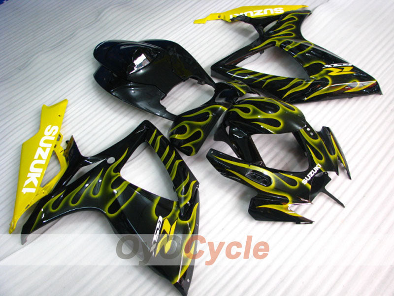 Injection Fairing kit for 06-07 GSX R600 - Yellow, Black - Flame #OYO87901504 Main image
