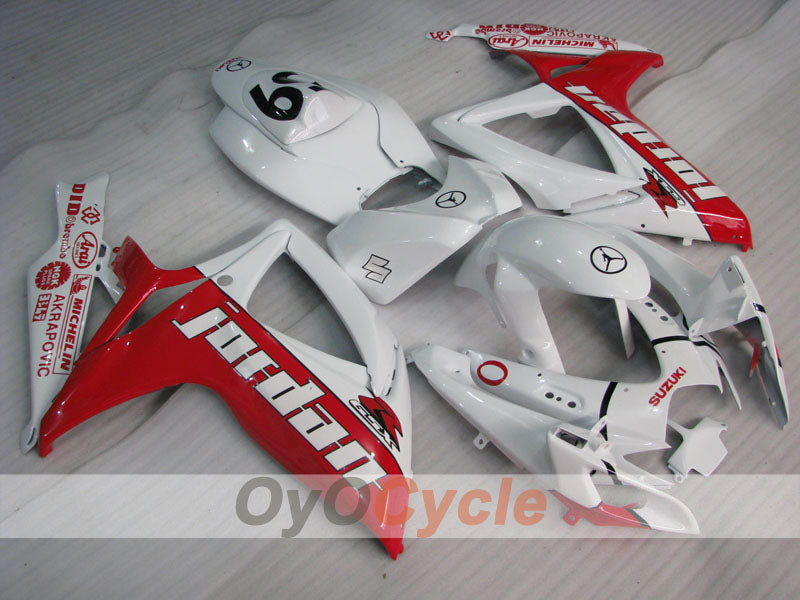 Injection Fairing kit for 06-07 GSX R600 - Red, White - Jordan #OYO87901510