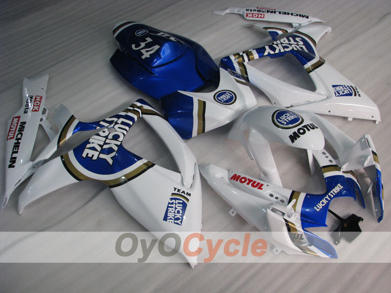 Injection Fairing kit for 06-07 GSX R750 - Blue, White - Lucky Strike #OYO87901310 Main image