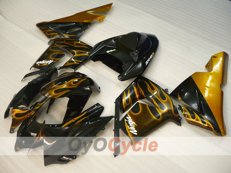 Injection Fairing kit for 04-05 NINJA ZX-10R - Black, Brown - Flame #OYO87901538