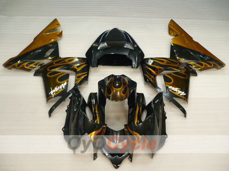 Injection Fairing kit for 04-05 NINJA ZX-10R - Black, Brown - Flame #OYO87901538
