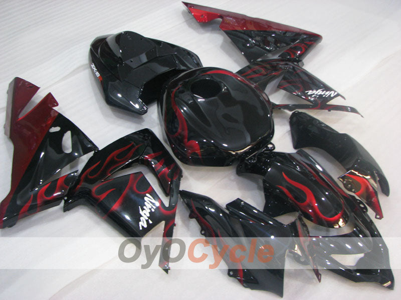 Injection Fairing kit for 04-05 NINJA ZX-10R - Red, Black - Flame #OYO87901540 Main image