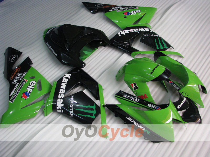 Injection Fairing kit for 04-05 NINJA ZX-10R - Green, Black - Monster #OYO87901545 Main image
