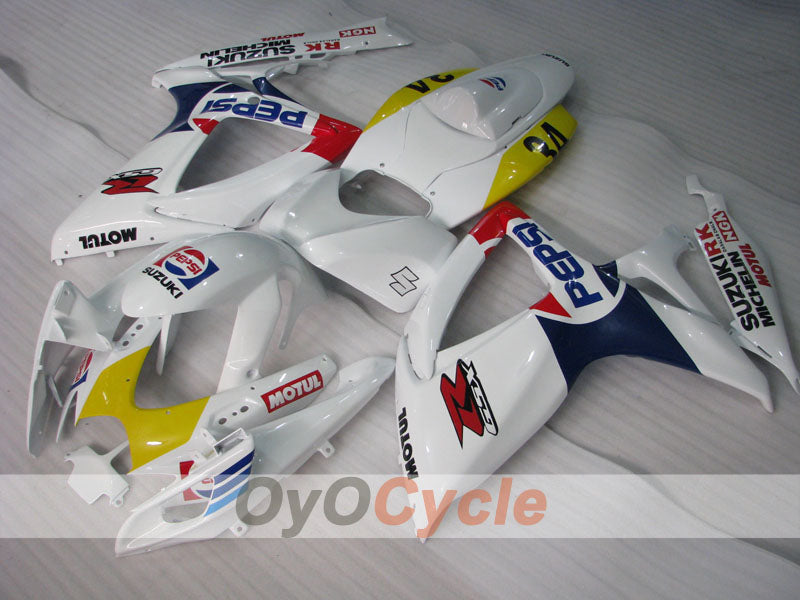 Injection Fairing kit for 06-07 GSX R600 - Yellow, White - MICHELIN, MOTUL, PEPSI #OYO87901596