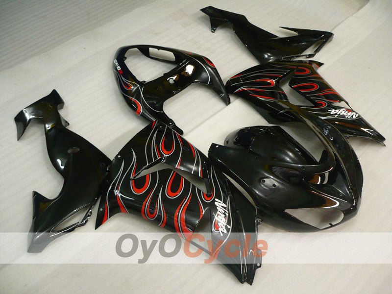 Injection Fairing kit for 06-07 NINJA ZX-10R - White, Black - Flame #OYO87901599 Secondary image