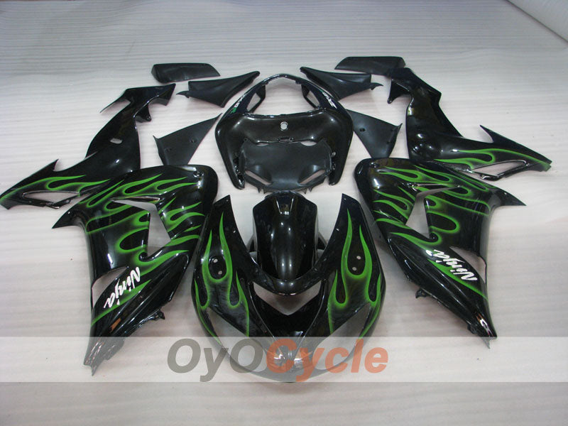 Injection Fairing kit for 06-07 NINJA ZX-10R - Green, Black - Flame #OYO87901610 Secondary image