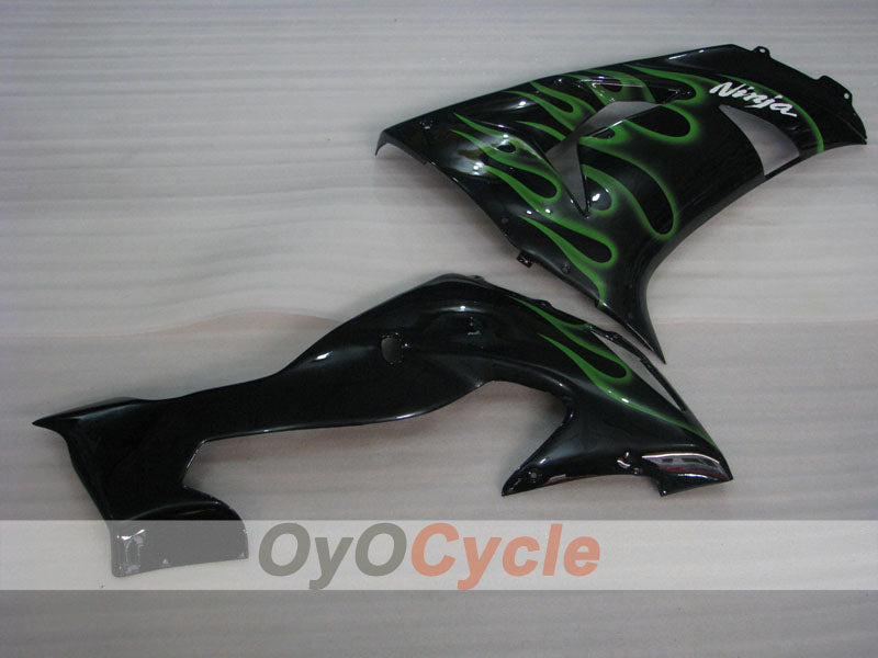 Injection Fairing kit for 06-07 NINJA ZX-10R - Green, Black - Flame #OYO87901610