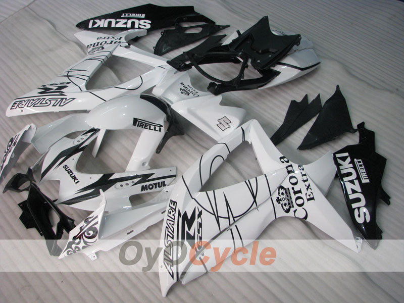 Injection Fairing kit for 08-10 GSX R750 - White, Black - Corona #OYO87901385