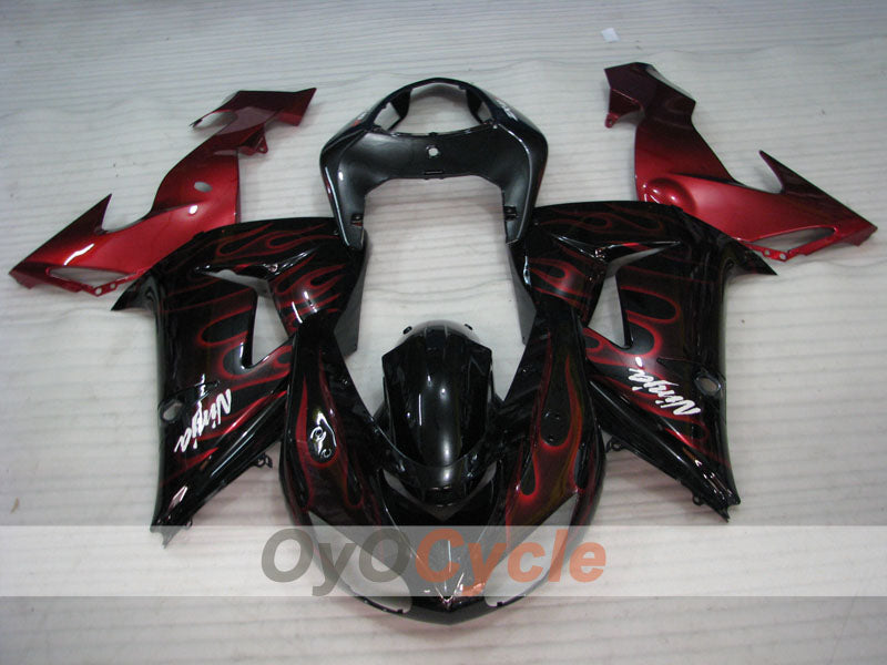Injection Fairing kit for 06-07 NINJA ZX-10R - Red, Black - Flame #OYO87901612