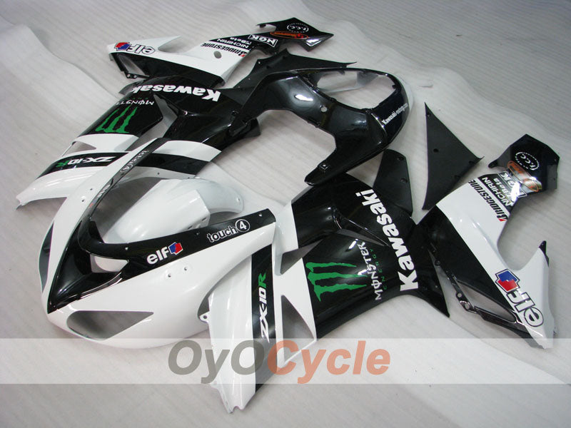 Injection Fairing kit for 06-07 NINJA ZX-10R - White, Black - Monster #OYO87901629