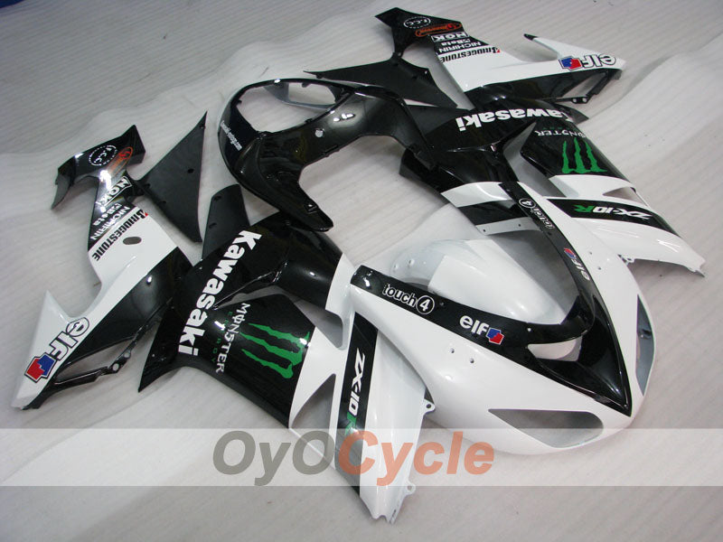 Injection Fairing kit for 06-07 NINJA ZX-10R - White, Black - Monster #OYO87901629 Main image