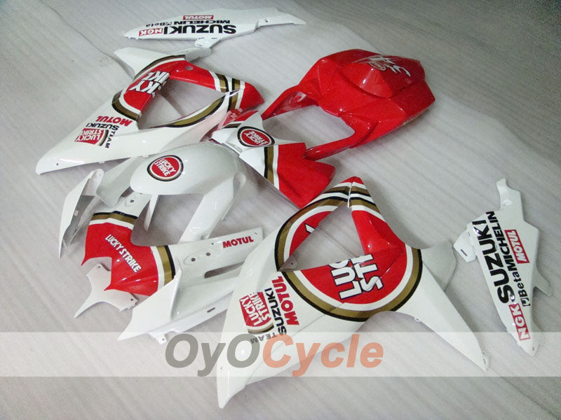 Injection Fairing kit for 08-10 GSX R600 - Red, White - Lucky Strike, MICHELIN, MOTUL #OYO87901644 Main image
