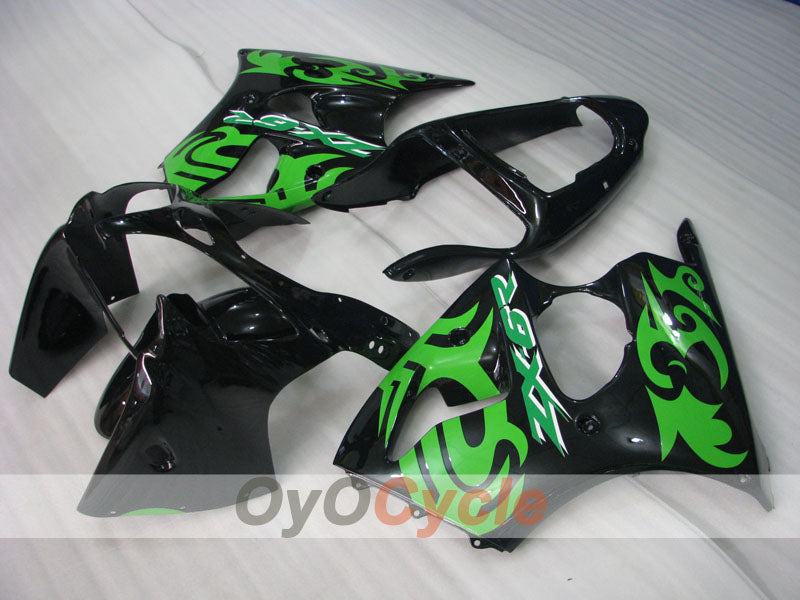 Injection Fairing kit for 00-02 NINJA ZX-6R - Green, Black - Factory Style #OYO87901704 Main image