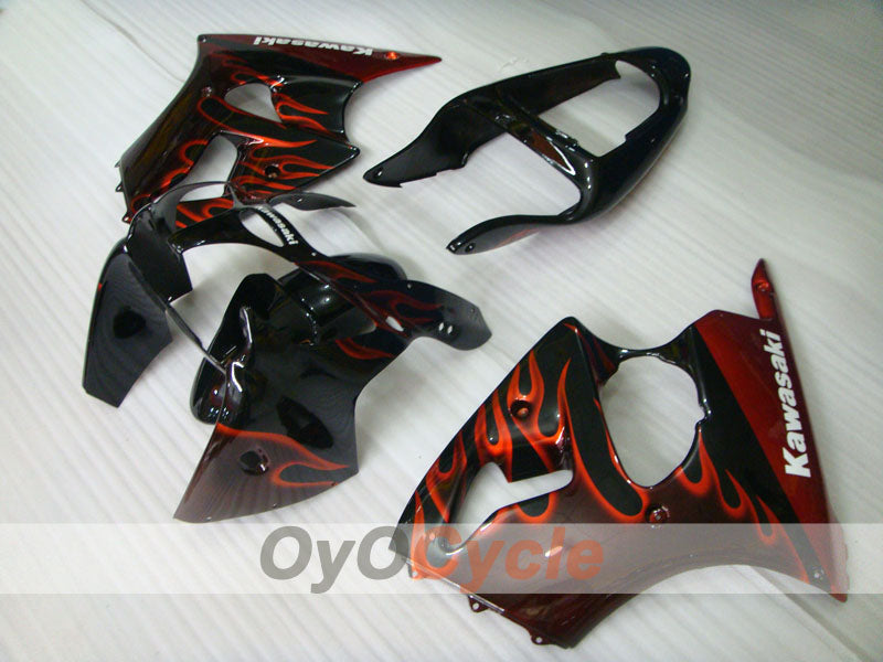 Injection Fairing kit for 00-02 NINJA ZX-6R - Orange, Black - Flame #OYO87901713 Main image