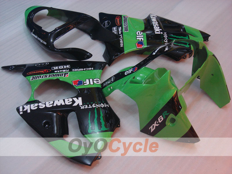 Injection Fairing kit for 00-02 NINJA ZX-6R - Green, Black - Monster #OYO87901719 Main image