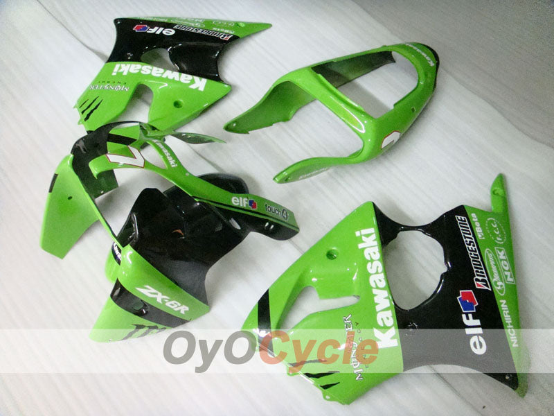 Injection Fairing kit for 00-02 NINJA ZX-6R - Green, Black - Monster #OYO87901721