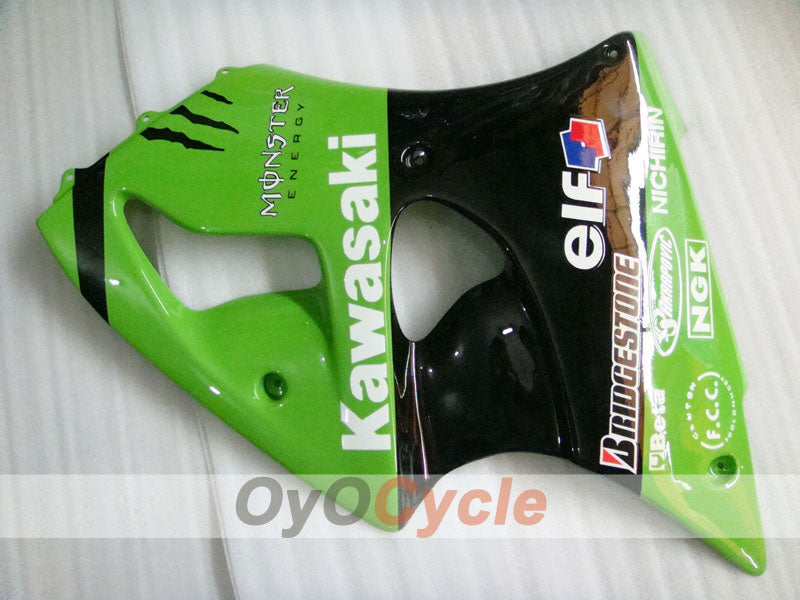 Injection Fairing kit for 00-02 NINJA ZX-6R - Green, Black - Monster #OYO87901721