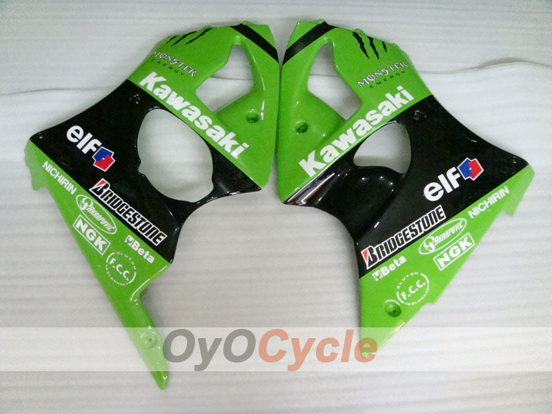 Injection Fairing kit for 00-02 NINJA ZX-6R - Green, Black - Monster #OYO87901721