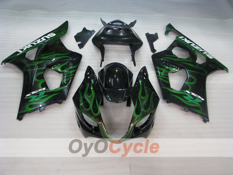 Injection Fairing kit for 03-04 GSX R1000 - Green, Black - Flame #OYO87901829