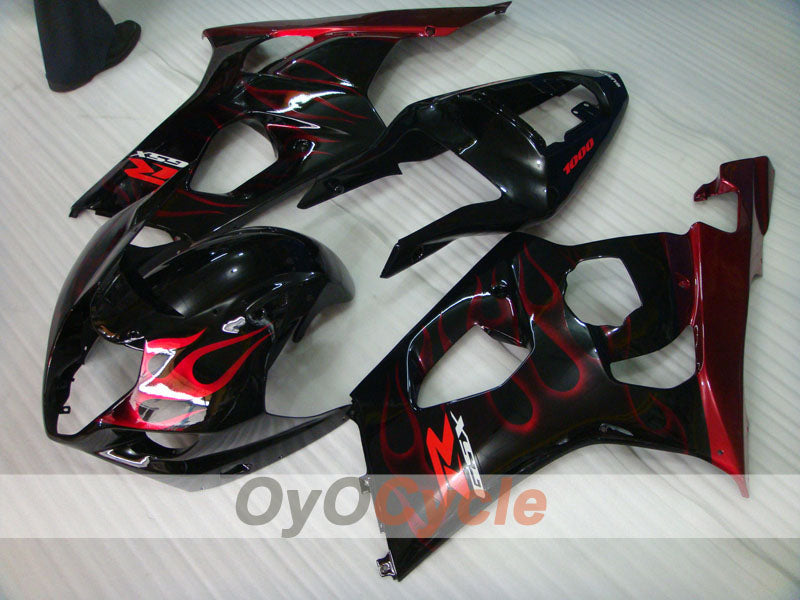 Injection Fairing kit for 03-04 GSX R1000 - Red, Black - Flame #OYO87901833