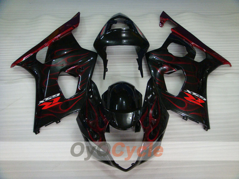 Injection Fairing kit for 03-04 GSX R1000 - Red, Black - Flame #OYO87901833 Secondary image