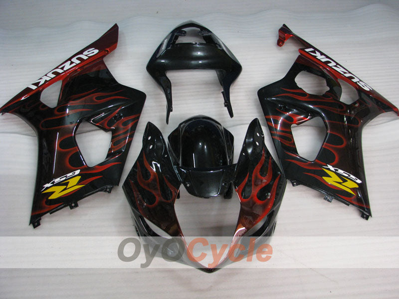 Injection Fairing kit for 03-04 GSX R1000 - Red, Black - Flame #OYO87901834