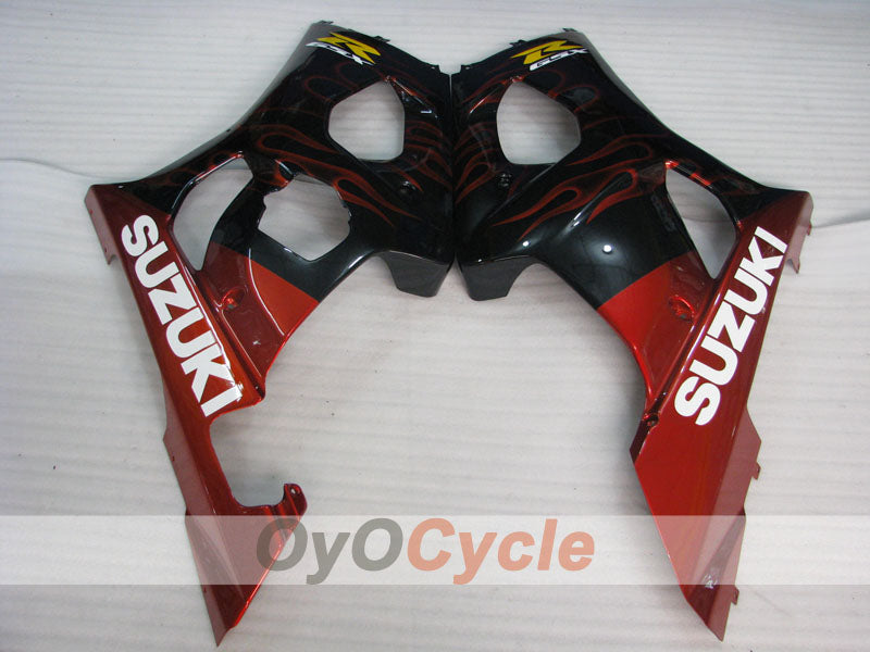 Injection Fairing kit for 03-04 GSX R1000 - Red, Black - Flame #OYO87901834