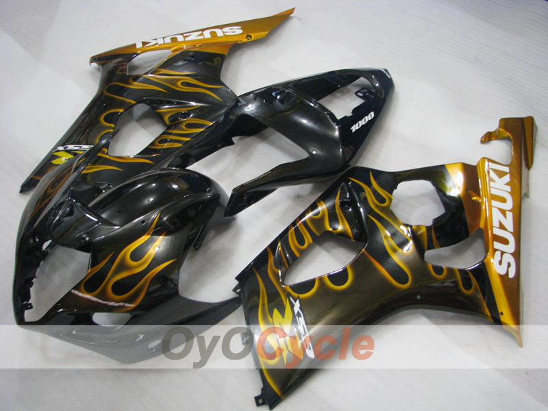 Injection Fairing kit for 03-04 GSX R1000 - Yellow, Black - Flame #OYO87901835
