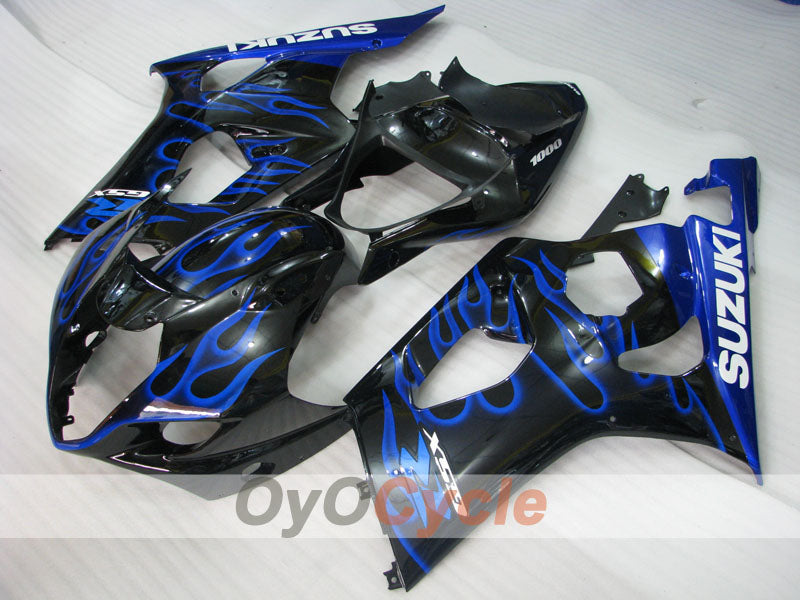Injection Fairing kit for 03-04 GSX R1000 - Blue, Black - Flame #OYO87901837