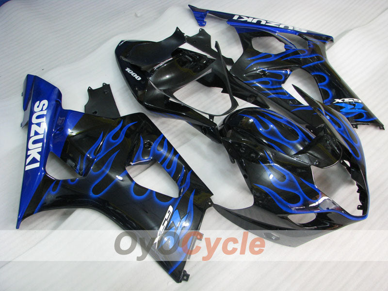 Injection Fairing kit for 03-04 GSX R1000 - Blue, Black - Flame #OYO87901837