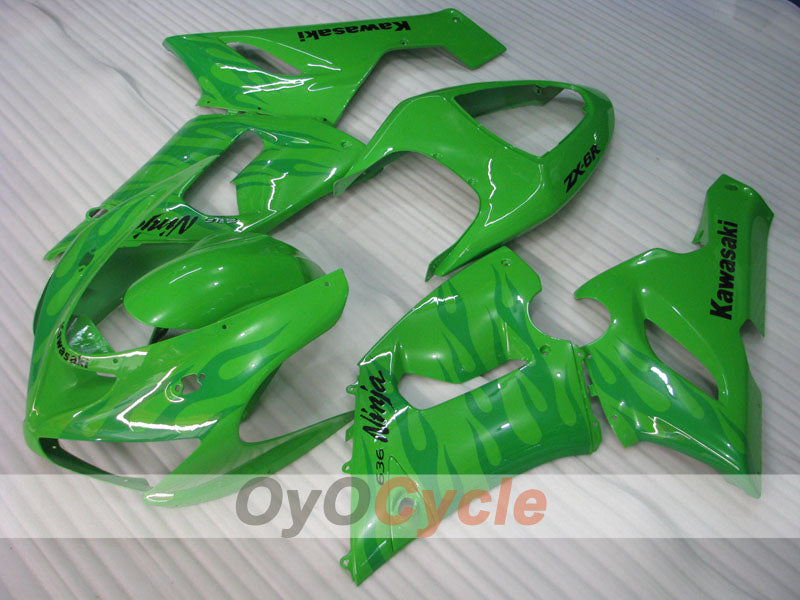 Injection Fairing kit for 05-06 NINJA ZX-6R - Green - Flame #OYO87901869