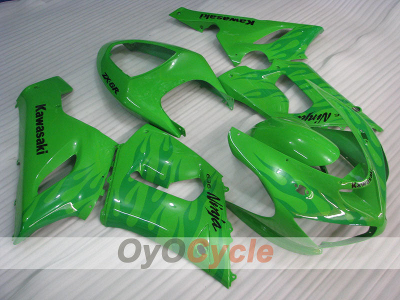Injection Fairing kit for 05-06 NINJA ZX-6R - Green - Flame #OYO87901869