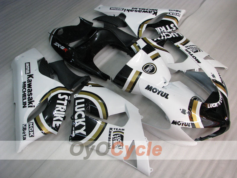 Injection Fairing kit for 05-06 NINJA ZX-6R - White, Black - Lucky Strike #OYO87901871 Main image