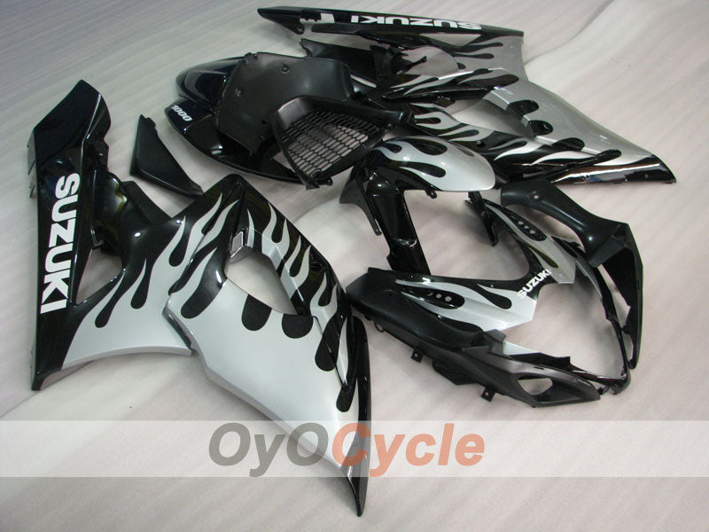 Injection Fairing kit for 05-06 GSX R1000 - White, Black - Flame #OYO87901966 Main image