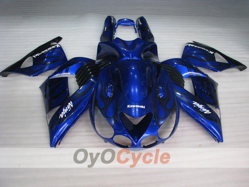 Injection Fairing kit for 06-11 NINJA ZX-14R - Blue, Black - Flame #OYO87902009