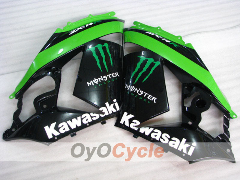 Injection Fairing kit for 06-11 NINJA ZX-14R - Green, Black - Monster #OYO87902020