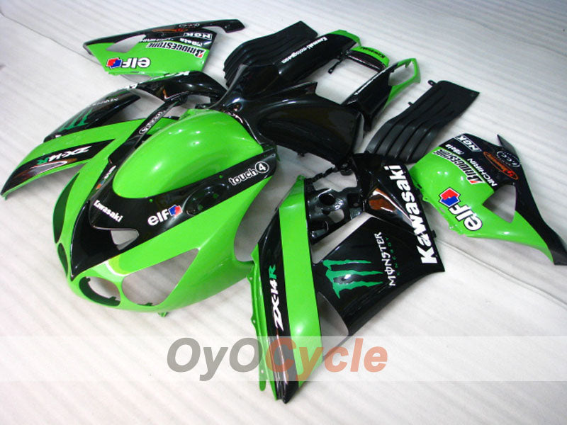 Injection Fairing kit for 06-11 NINJA ZX-14R - Green, Black - Monster #OYO87902020