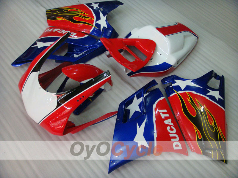 Injection Fairing kit for 94-02 Ducati 748 - Red, Silver - Flame #OYO87902065