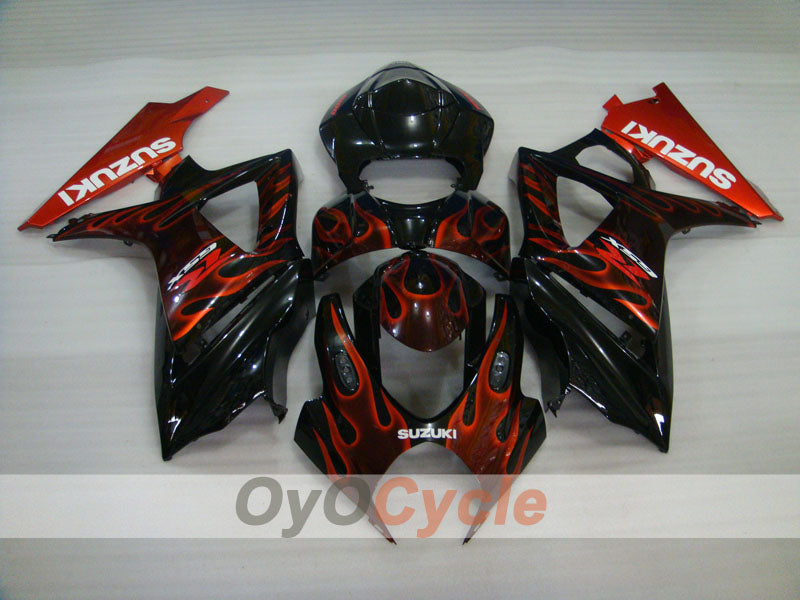 Injection Fairing kit for 07-08 GSX R1000 - Red, Black - Flame #OYO87902094