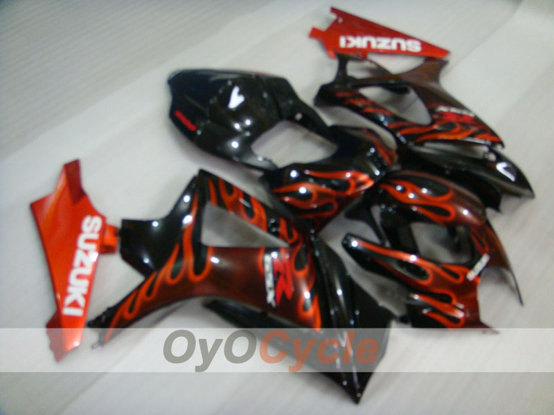 Injection Fairing kit for 07-08 GSX R1000 - Red, Black - Flame #OYO87902094