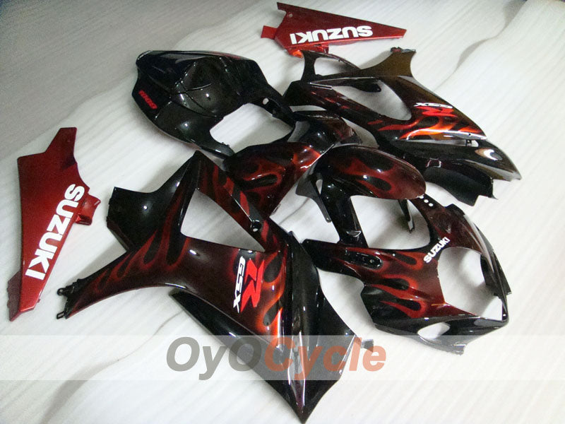 Injection Fairing kit for 07-08 GSX R1000 - Red, Black - Flame #OYO87902098