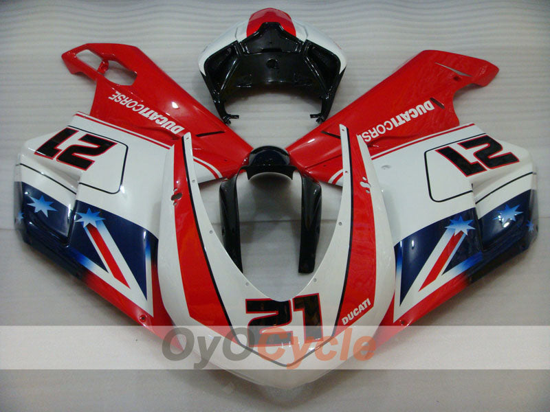 Injection Fairing kit for 08-13 Ducati 848 - Red, White - Xerox #OYO87902261